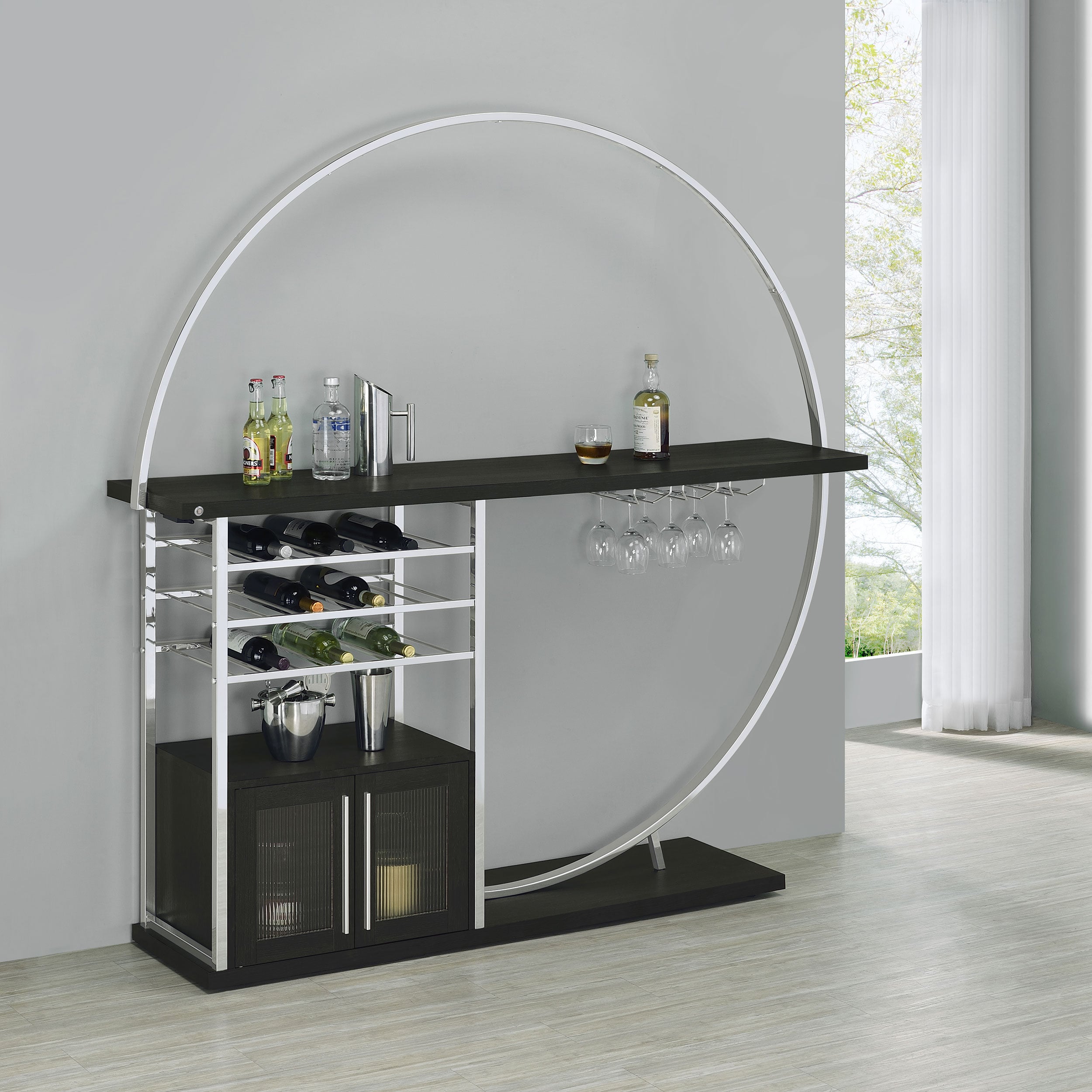 Risley Circular LED Home Bar Cabinet