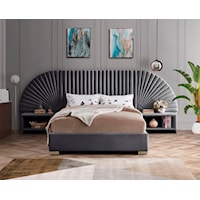 Contemporary 3-Piece Grey Velvet Queen Bedroom Set