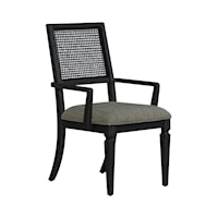 Transitional Dining Arm Chair with Cane Seat Back