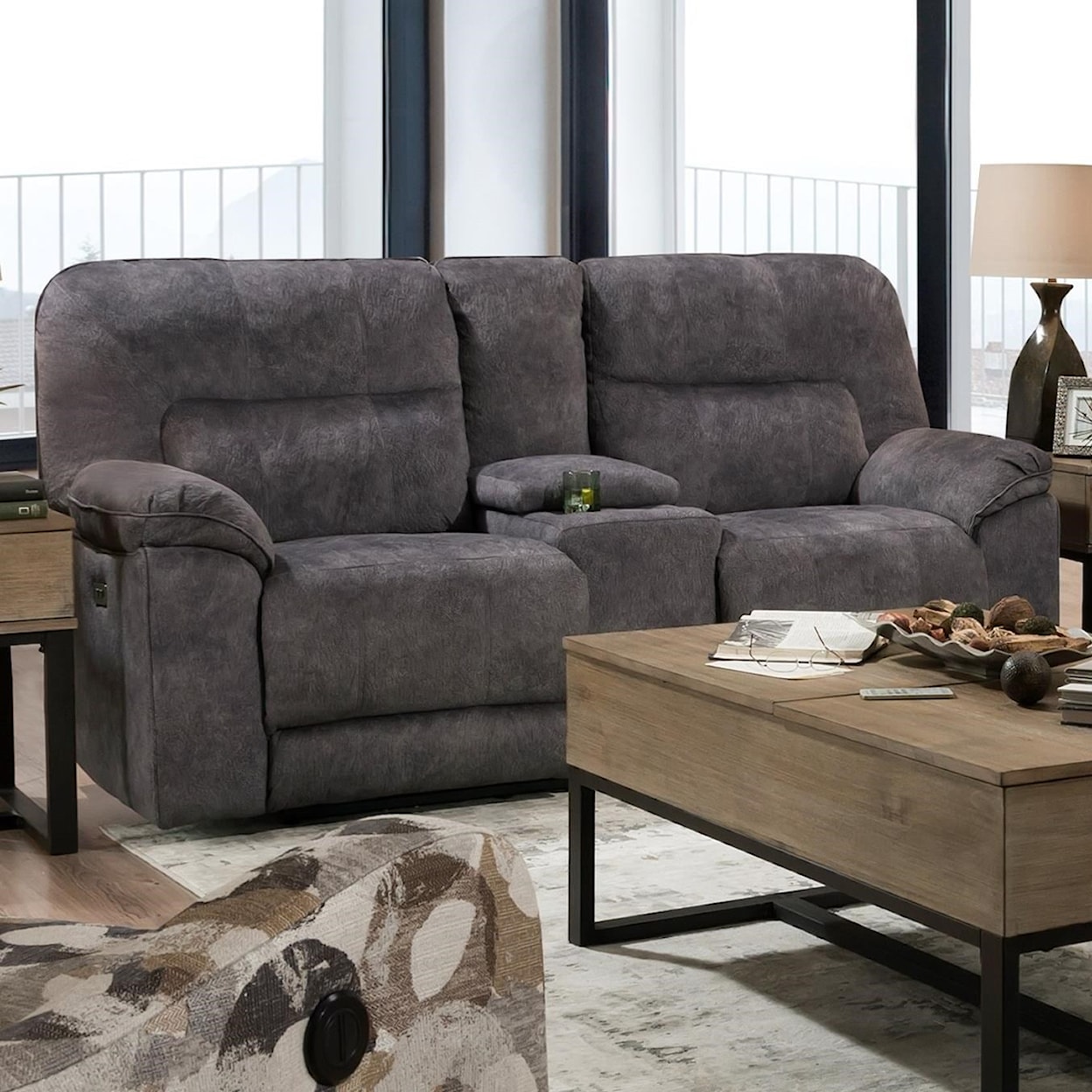 Powell's Motion Top Gun Double Reclining Console Sofa