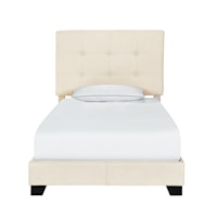 Transitional Button Tufted Twin Upholstered Bed in Cream