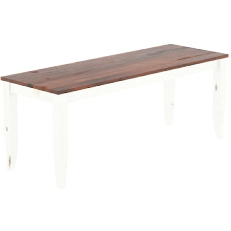 Farmhouse Two-Tone Dining Bench with Distressed Wood Finish