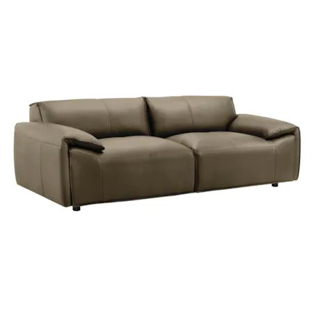 Leather Squared Pillow-Arm Sofa