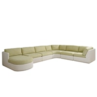 Outdoor Coastal Wicker 6-Piece Sectional Sofa