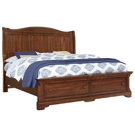 Traditional King Panel Bed with Footboard Storage