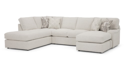 Casual 2-pc. U-Shape Chaise Sectional with Throw Pillows
