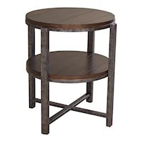 Rustic Round End Table with Shelf