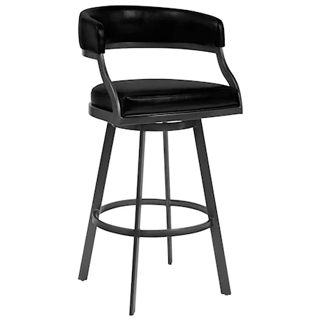 Modern 30" Bar Height Barstool in Mineral Finish with Vintage Black Faux Leather