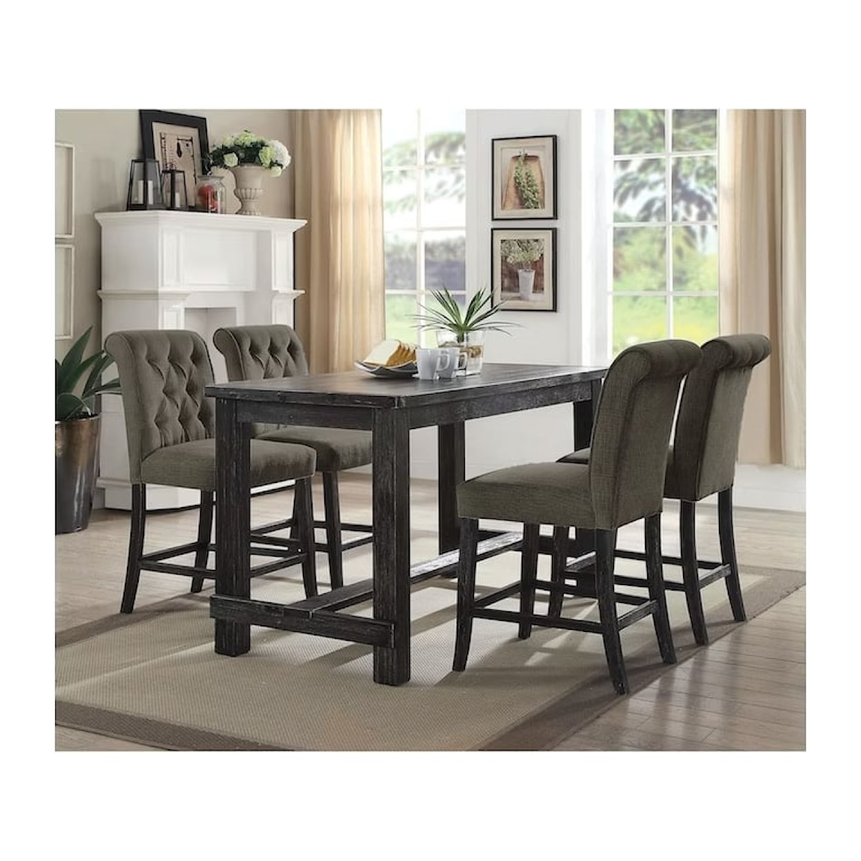 Furniture of America - FOA Sania III 5-Piece Counter Height Table and Chair Set