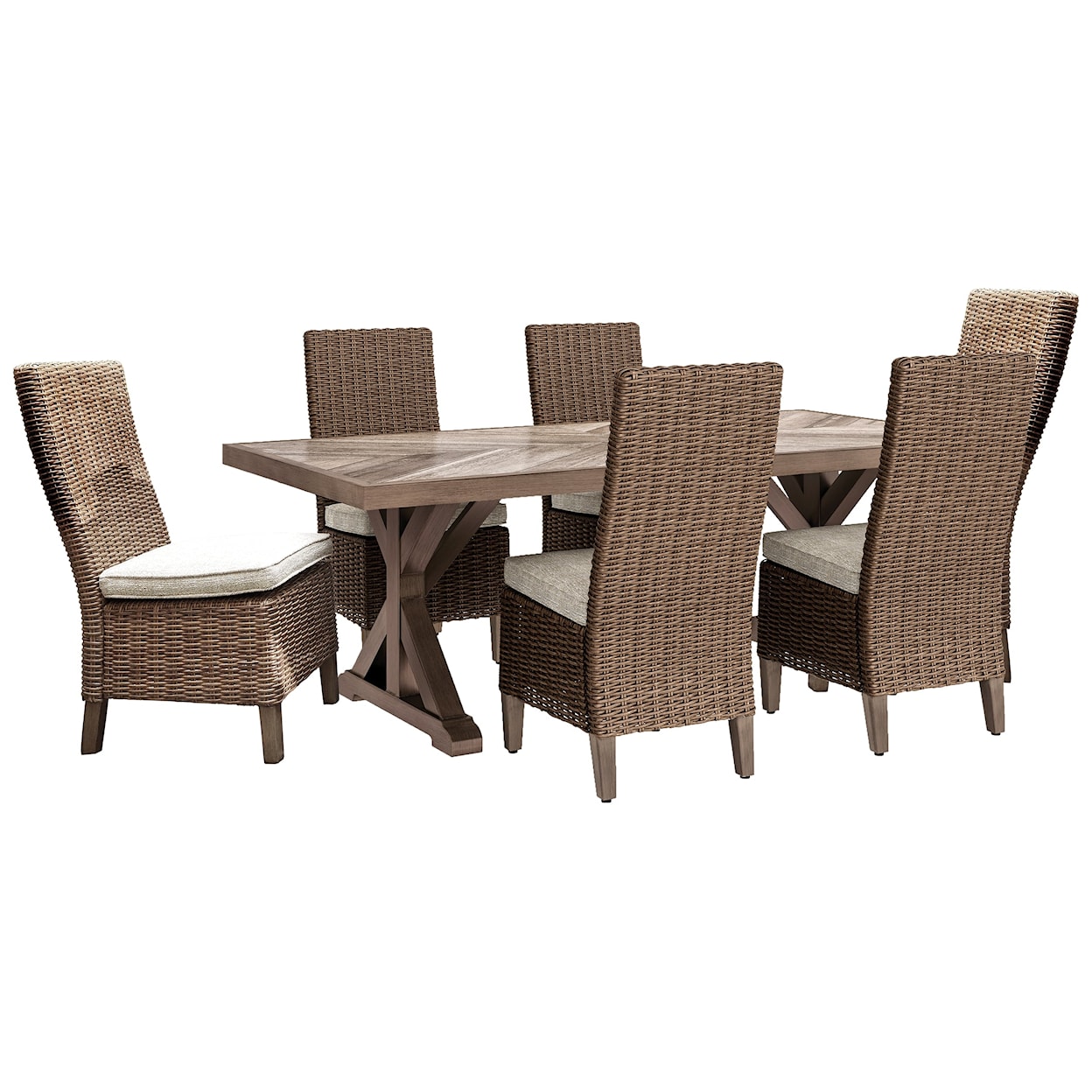 Ashley Furniture Signature Design Beachcroft Outdoor Dining Table with 6 Chairs