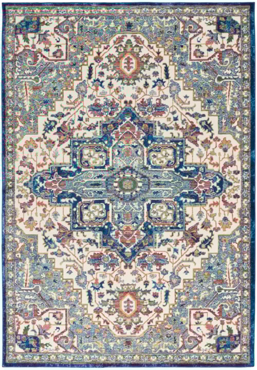 5'3" x 7'6" Ivory Navy Rectangle Rug