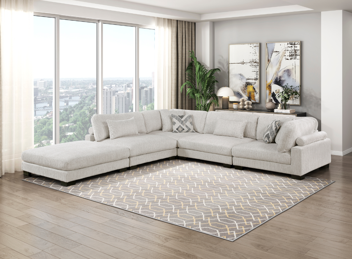 Homelegance Tinley 5-Piece Sectional Sofa with Ottoman