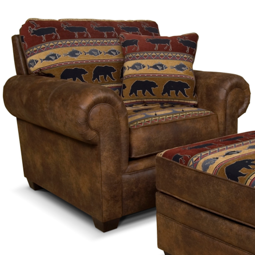 Rustic Chair with Wide Rolled Arms