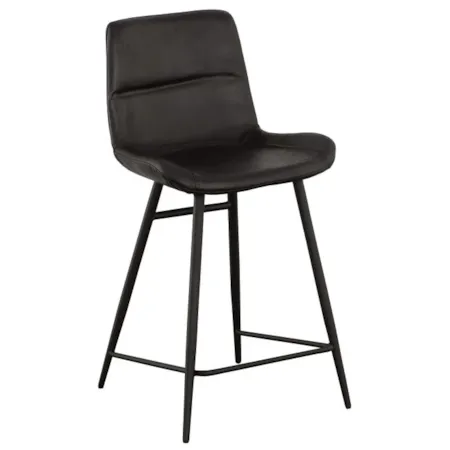 Leather Counter Stool w/Decorative Stitching