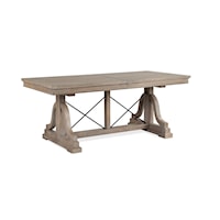 Transitional Trestle Dining Table with Table Leaf
