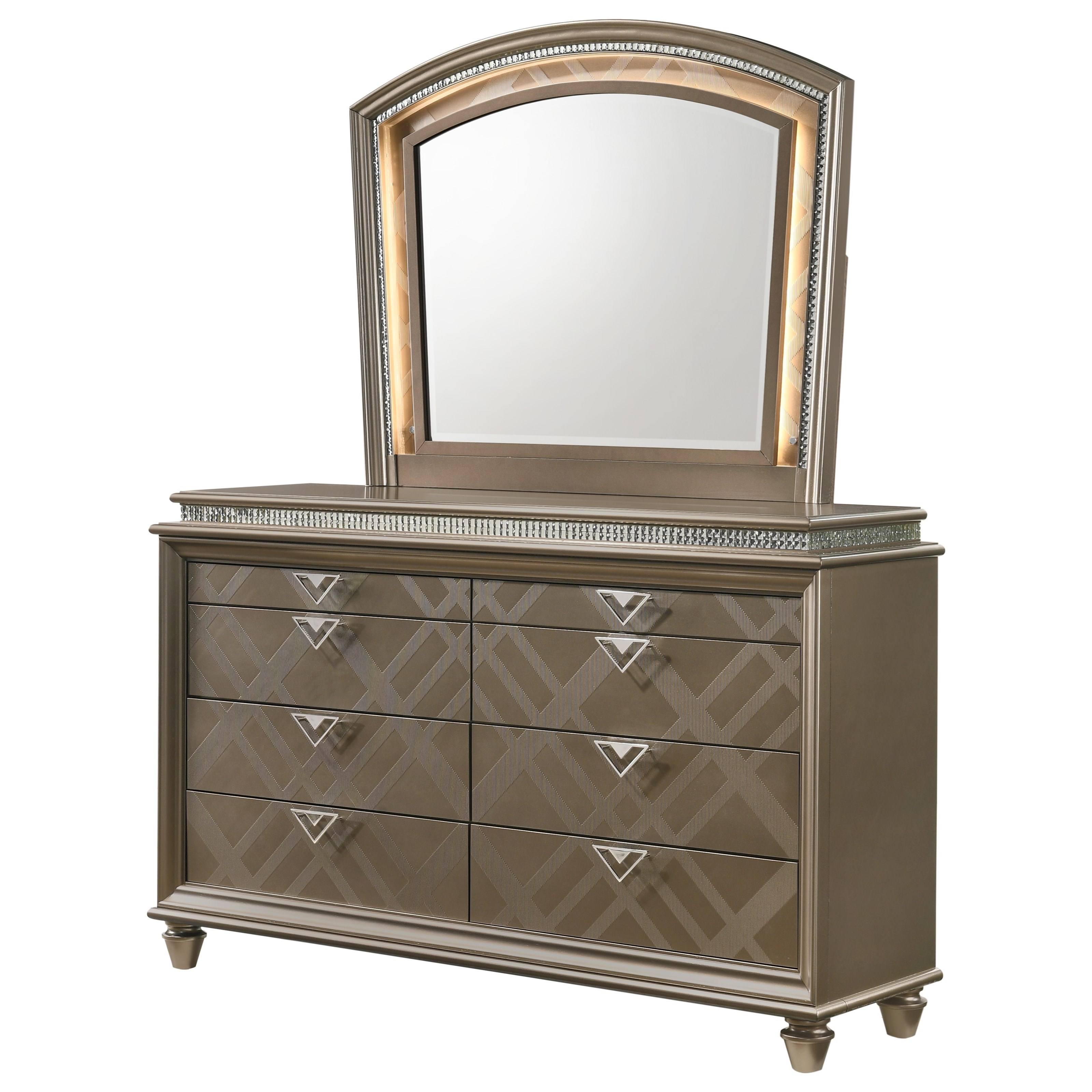 Crown Mark Cristal B780011 Glam LED Dresser Mirror with Faux Crystals