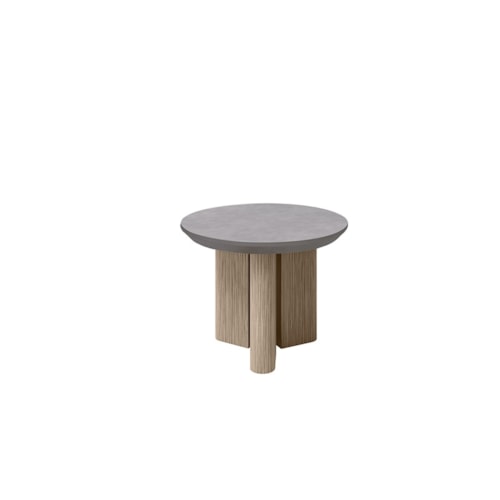 Round End Table - Flax/Concrete
