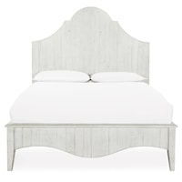 Rustic Solid Wood Queen Scroll Bed in White Wash