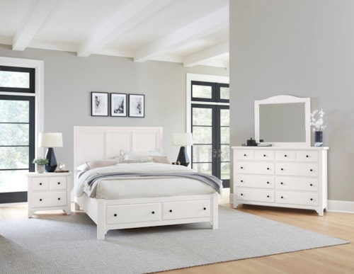 Farmhouse 4-Piece Queen Panel Bedroom Set with Footboard Storage