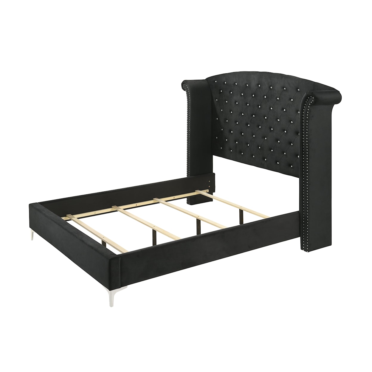 Crown Mark Lucinda Upholstered King Bed with Button-Tufting