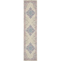 2'2" x 10' Ivory/Pink Runner Rug