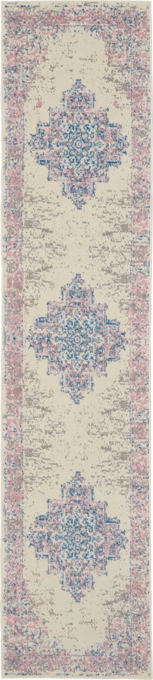 2'2" x 10' Ivory/Pink Runner Rug