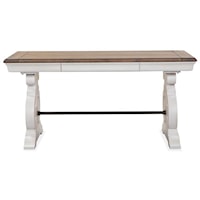 Farmhouse Table Desk with Felt-Lined Top Drawer