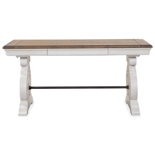 Farmhouse Table Desk with Felt-Lined Top Drawer