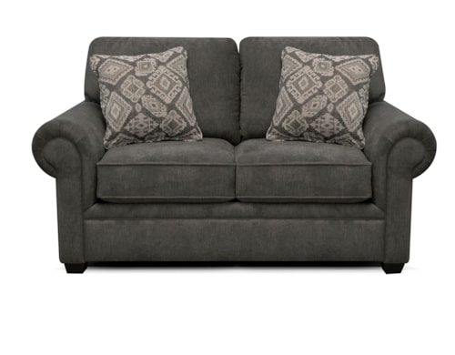 Casual Loveseat with Rolled Arms