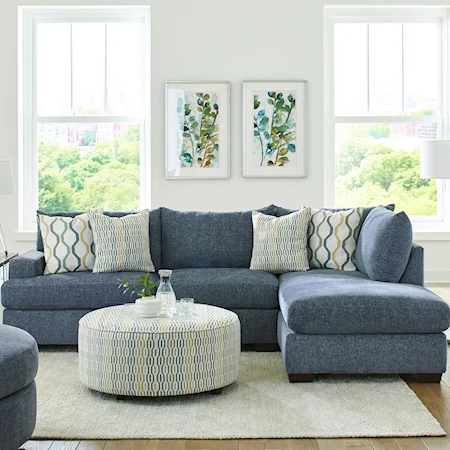Contemporary Indigo Sectional Sofa with Chaise