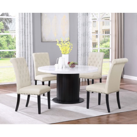 Sherry 5-piece Marble Top Dining Table Set