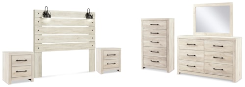 Queen Panel Headboard, Dresser, Mirror, Chest And 2 Nightstands