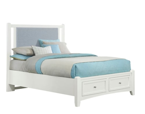 Transitional Upholstered Queen Bed with Footboard Storage