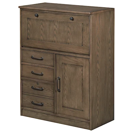 Transitional 36" Computer Armoire with Locking File Cabinet