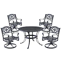Traditional 5 Piece Outdoor Dining Set with Cast Aluminum Frame