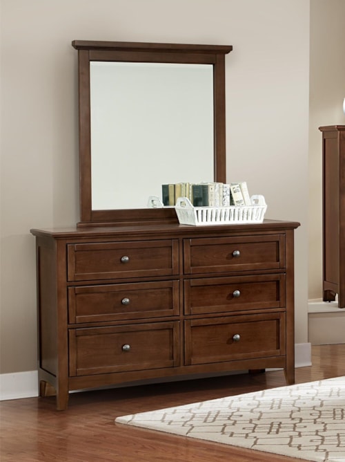 Transitional 6-Drawer Dresser and Vertical Mirror Set