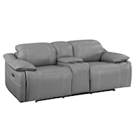 Contemporary Power Reclining Console Loveseat with Power Headrests