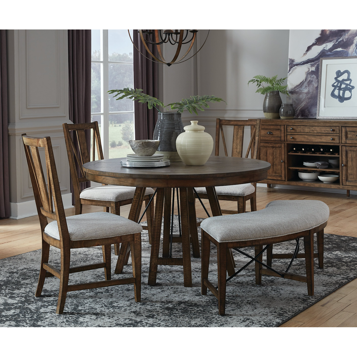 Magnussen Home Bay Creek Dining 5-Piece Dining Set with Bench