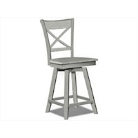 Farmhouse Charlotte Swivel Stool (BUILT) in Heather Gray