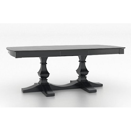 Traditional Customizable Boat Shape Table with Double Pedestal and Leaf
