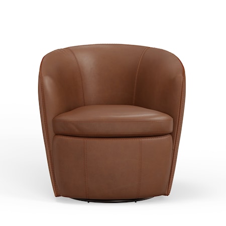 Leather Swivel Barrel Chair (Set of 2)