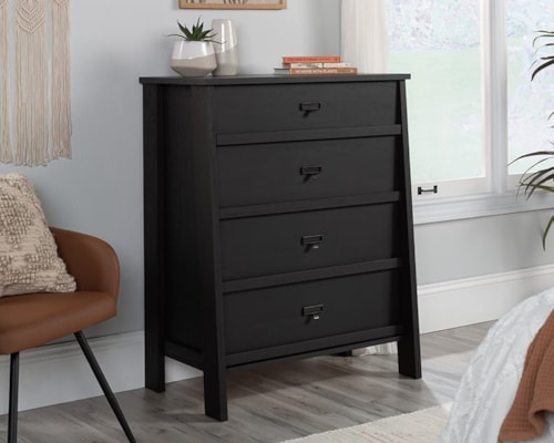 Modern Farmhouse 4-Drawer Bedroom Chest with Tip Restraint Safety Strap