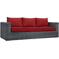 Summon Coastal Outdoor Patio Sunbrella® Sofa - Gray/Red