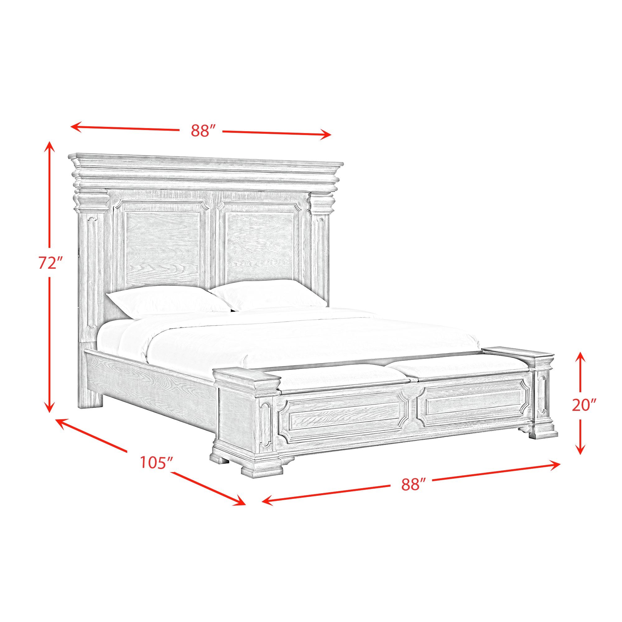 Elements Kings Court B.10315.KSB Traditional King Storage Bed With ...