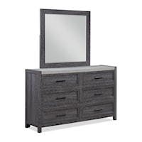Rustic 6-Drawer Dresser and Mirror
