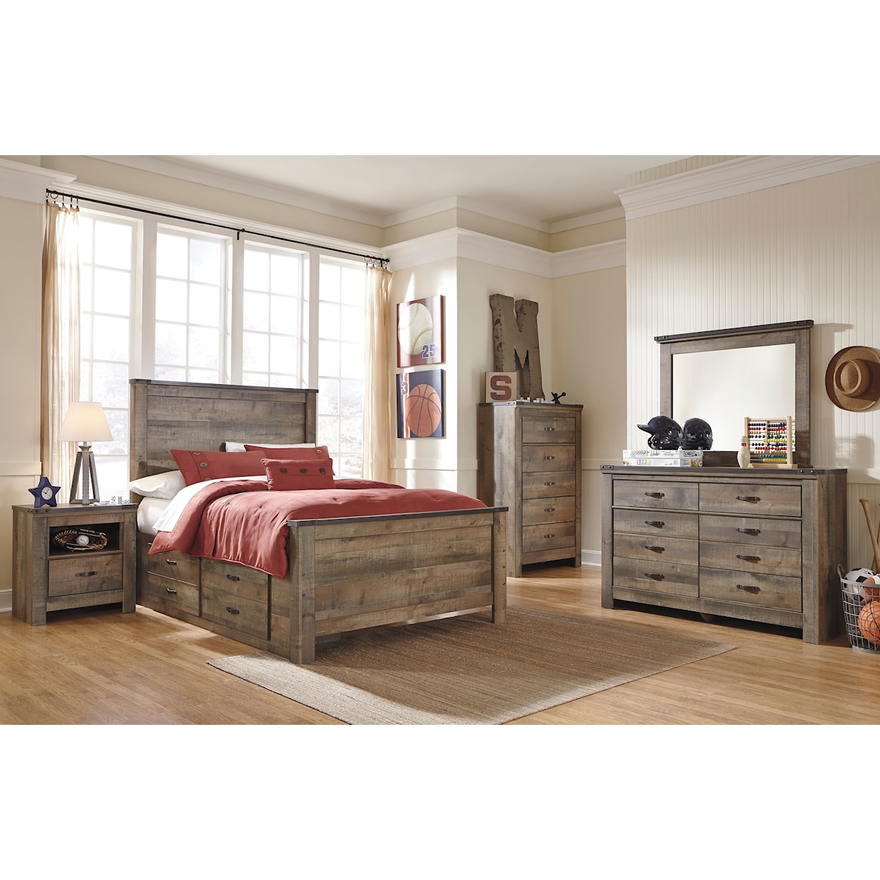 Signature Design by Ashley Furniture Trinell Full Panel Bed with 2 Storage Drawers