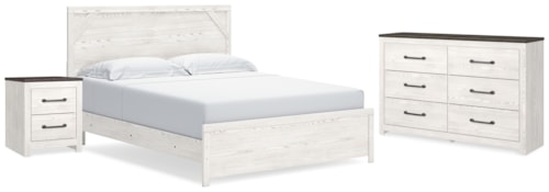 King Panel Bed, Dresser And Nightstand