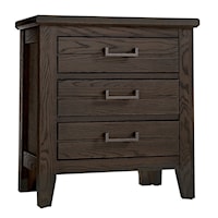 Rustic 3-Drawer Nightstand with Soft-Close Drawers