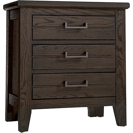 Rustic 3-Drawer Nightstand with Soft-Close Drawers