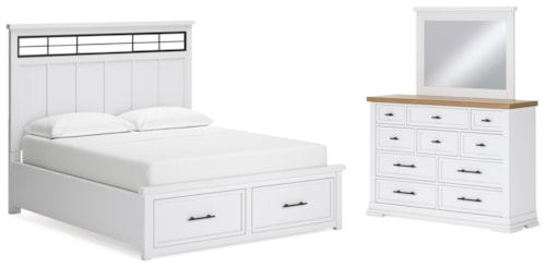 California King Panel Storage Bed, Dresser And Mirror